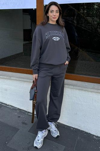 Füme Bisiklet Yaka Alt Üst Eşofman Takım MG2213