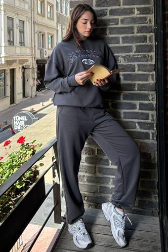 Füme Bisiklet Yaka Alt Üst Eşofman Takım MG2213