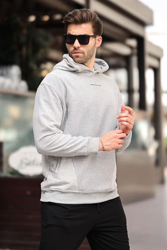 Grimelanj Kapüşonlu Cep Detaylı Nakışlı Erkek Sweatshirt 7050