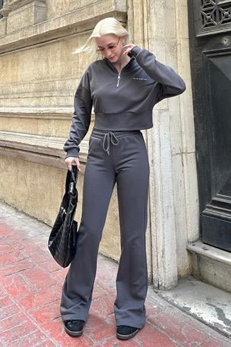 Füme İspanyol Paça Kadın Eşofman Takımı MG2203