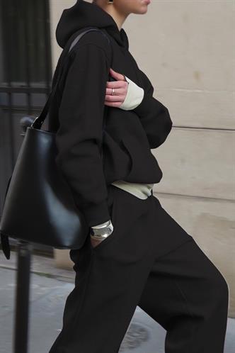 Siyah Kapüşonlu Basic Kadın Eşofman Takımı MG2533