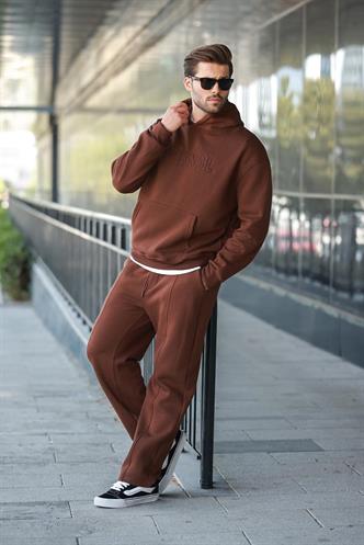 Acı Kahve Kapüşonlu Erkek Eşofman Takımı E7324