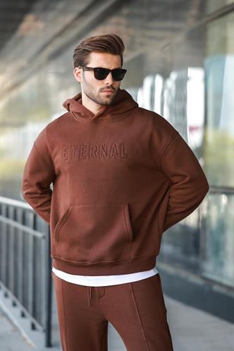 Acı Kahve Kapüşonlu Erkek Eşofman Takımı E7324