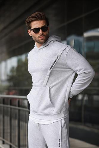 Karmelanj Kapüşonlu Kanguru Cep Erkek Eşofman Takımı E7325