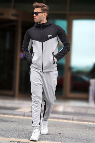  Kapüşonlu Gri Erkek Eşofman Takımı 7202