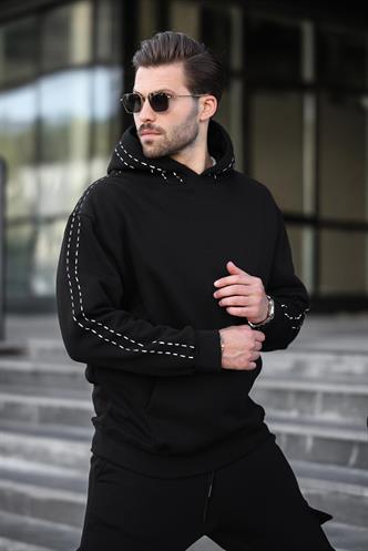 Siyah Erkek Kapüşonlu Paçası Lastikli Eşofman Takımı 5957