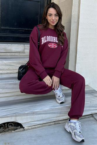 Bordo Bisiklet Yaka Alt Üst Eşofman Takım MG2213