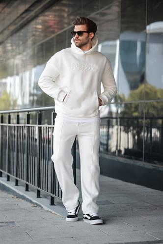Ekru Kapüşonlu Erkek Eşofman Takımı E7324