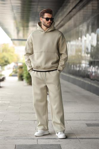 Mint Yeşili Kapüşonlu Kanguru Cep Erkek Eşofman Takımı E7338