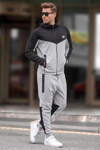  Kapüşonlu Gri Erkek Eşofman Takımı 7202