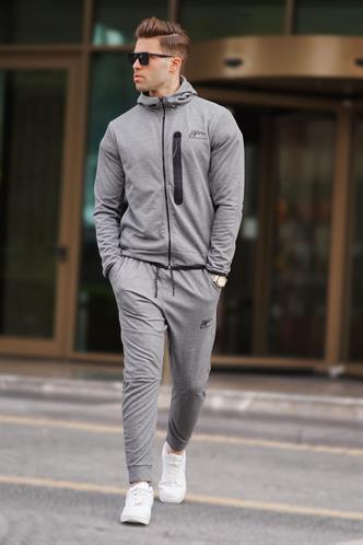 Antrasit Baskılı Regular Fit Erkek Eşofman Takımı