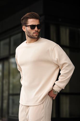 Bej Bisiklet Yaka Erkek Eşofman Takımı E7337