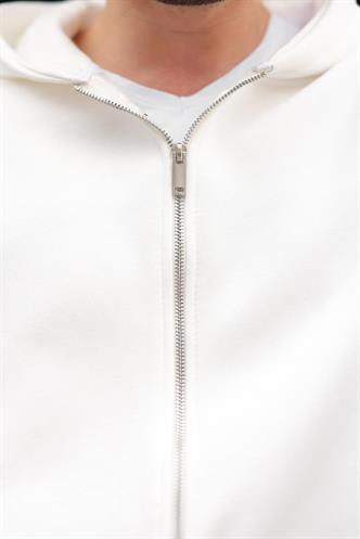 Ekru Çift Fermuarlı Kapüşonlu Eşofman Takımı E7345