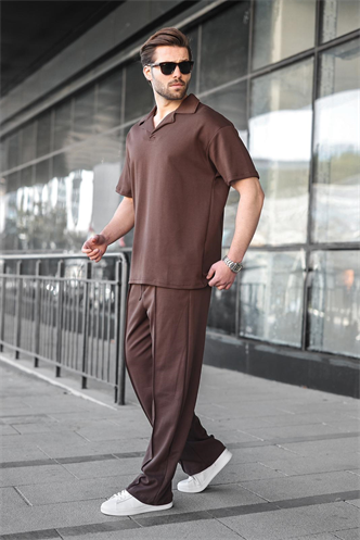 Acı Kahverengi Polo Yaka Erkek Alt Üst Takım E7356