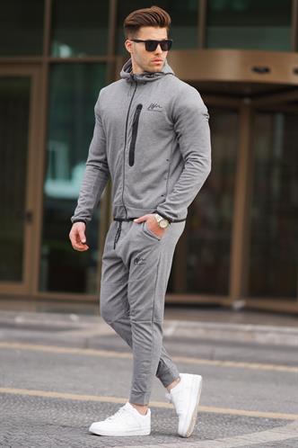 Antrasit Baskılı Regular Fit Erkek Eşofman Takımı