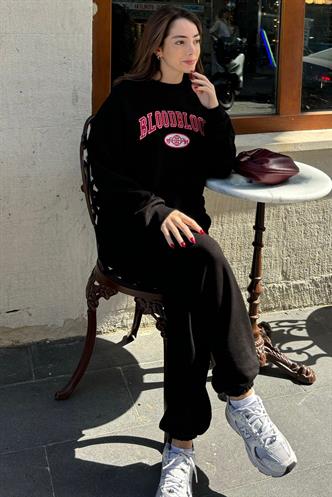 Siyah Bisiklet Yaka Alt Üst Eşofman Takım MG2213