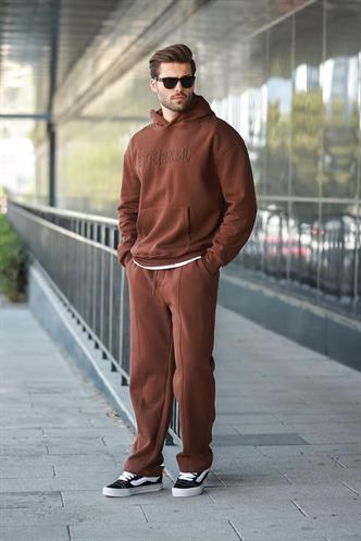 Acı Kahve Kapüşonlu Erkek Eşofman Takımı E7324