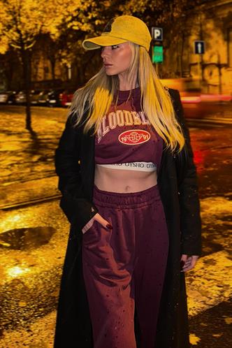 Bordo Bisiklet Yaka Alt Üst Eşofman Takım MG2213