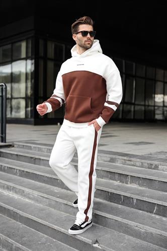 Ekru Alt Üst Kapüşonlu Eşofman Takımı E7340