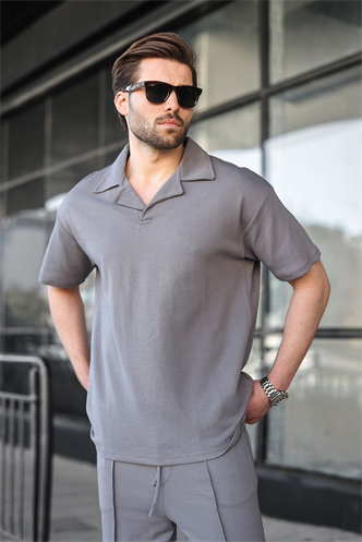 Füme Polo Yaka Erkek Alt Üst Takım E7356