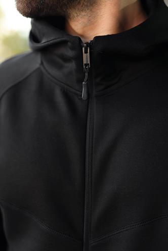 Siyah Erkek Kapüşonlu Fermuarlı Erkek Eşofman Takımı E7343