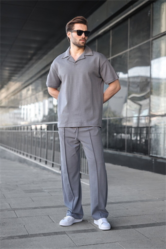 Füme Polo Yaka Erkek Alt Üst Takım E7356