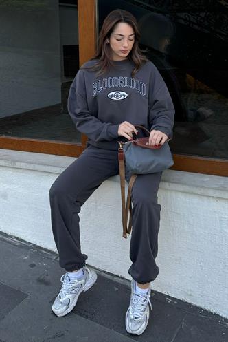 Füme Bisiklet Yaka Alt Üst Eşofman Takım MG2213