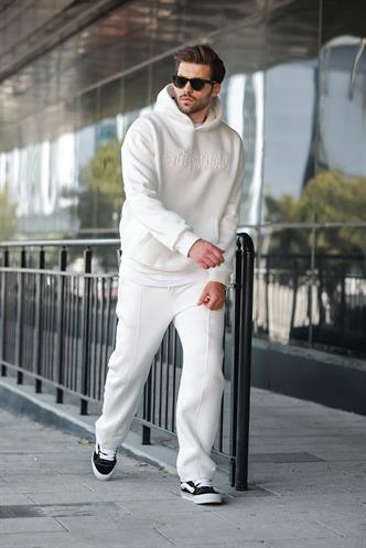 Ekru Kapüşonlu Erkek Eşofman Takımı E7324