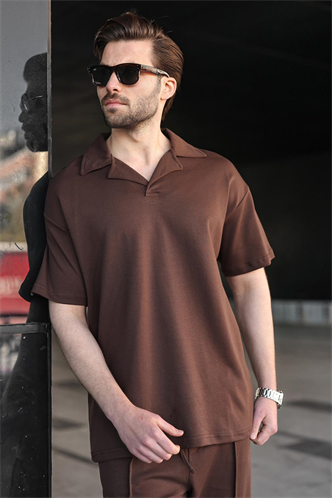 Acı Kahverengi Polo Yaka Erkek Alt Üst Takım E7356