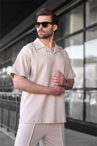 Taş Rengi Polo Yaka Erkek Alt Üst Takım E7356