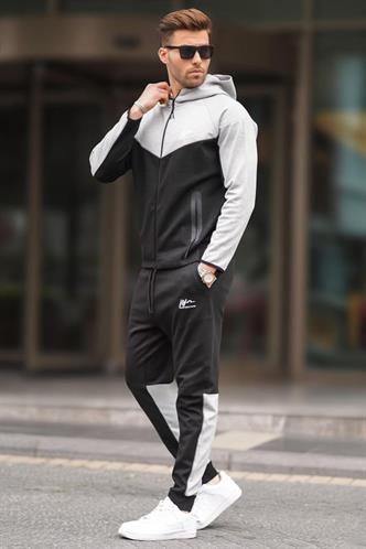  Kapüşonlu Siyah Erkek Eşofman Takımı 7202
