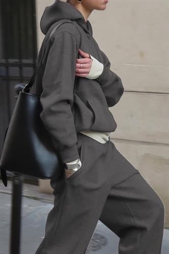 Füme Kapüşonlu Basic Kadın Eşofman Takımı MG2533