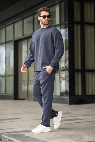 Lacivert Bisiklet Yaka Erkek Eşofman Takımı E7337