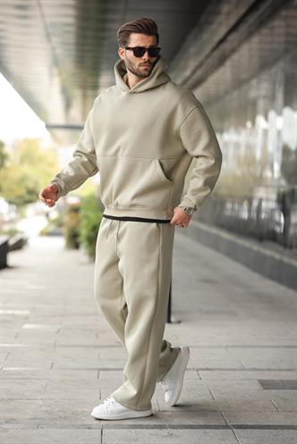 Mint Yeşili Kapüşonlu Kanguru Cep Erkek Eşofman Takımı E7338