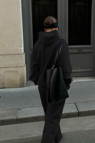 Siyah Kapüşonlu Basic Kadın Eşofman Takımı MG2533