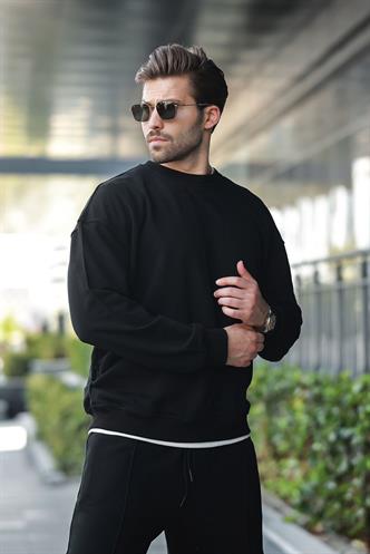 Siyah Bisiklet Yaka Basic Erkek Eşofman Takımı E7323