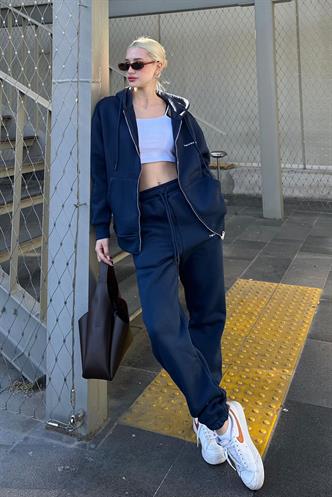 Lacivert Kapüşonlu Fermuarlı Eşofman Takımı MG2227