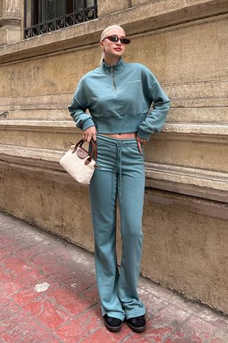 Soluk Mavi İspanyol Paça Kadın Eşofman Takımı MG2203