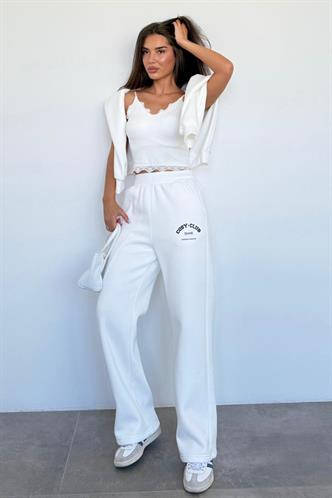 Ekru Kapüşonlu Baskılı Kadın Eşofman Takımı MG2524