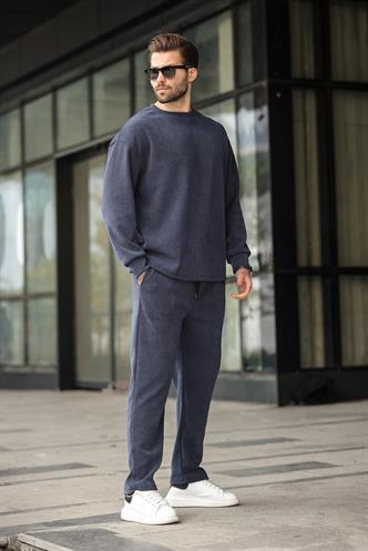 Lacivert Bisiklet Yaka Erkek Eşofman Takımı E7337