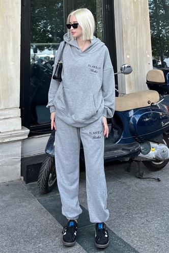 Grimelanj Kapüşonlu Sırt Baskılı Kadın Eşofman Takımı MG2187