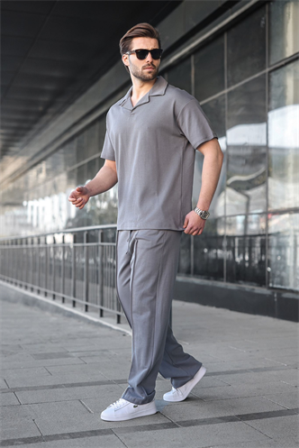 Füme Polo Yaka Erkek Alt Üst Takım E7356