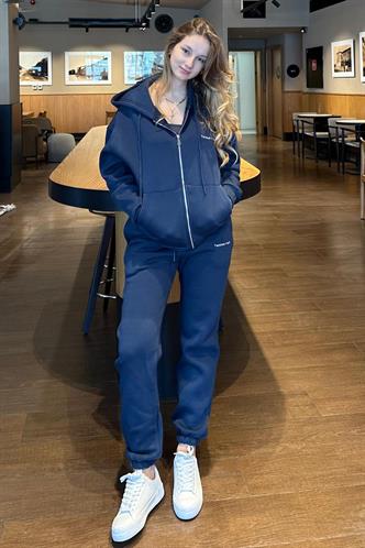 Lacivert Kapüşonlu Fermuarlı Eşofman Takımı MG2227