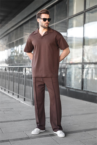 Acı Kahverengi Polo Yaka Erkek Alt Üst Takım E7356