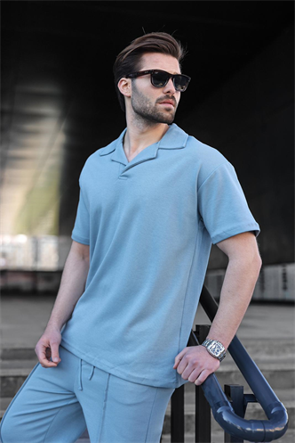Mavi Polo Yaka Erkek Alt Üst Takım E7356