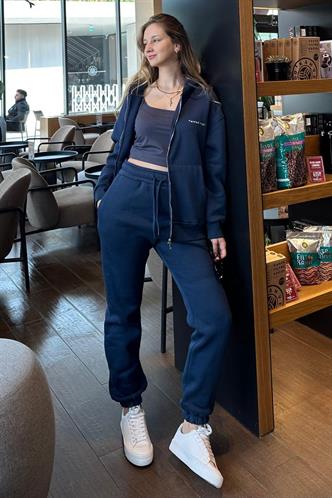 Lacivert Kapüşonlu Fermuarlı Eşofman Takımı MG2227