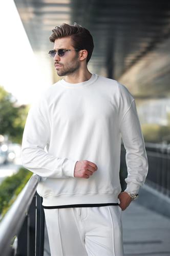 Ekru Bisiklet Yaka Basic Erkek Eşofman Takımı E7323