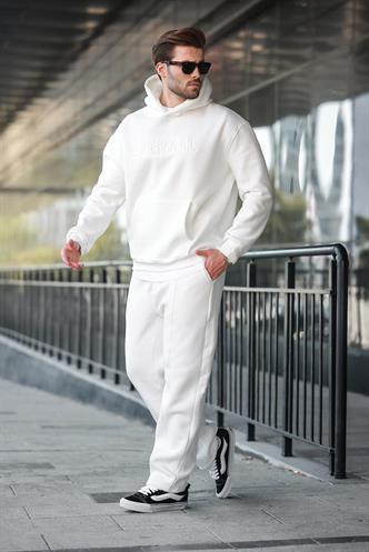 Ekru Kapüşonlu Erkek Eşofman Takımı E7324