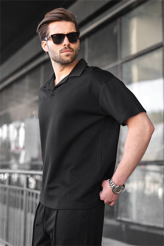 Siyah Polo Yaka Erkek Alt Üst Takım E7356