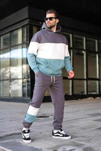 Füme Kapüşonlu Erkek Eşofman Takımı 5926